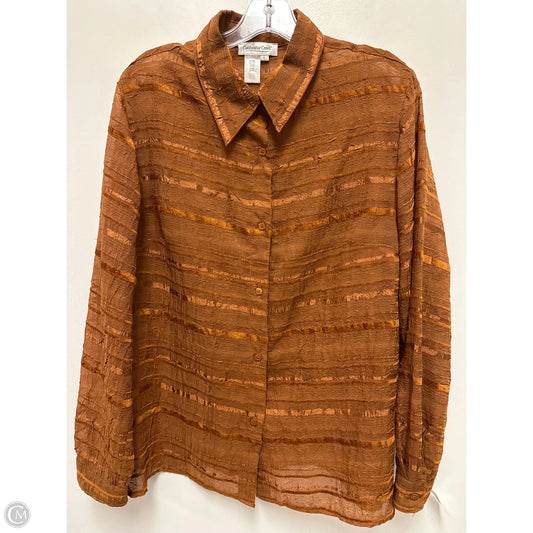 Blouse Long Sleeve By Coldwater Creek In Orange, Size: L
