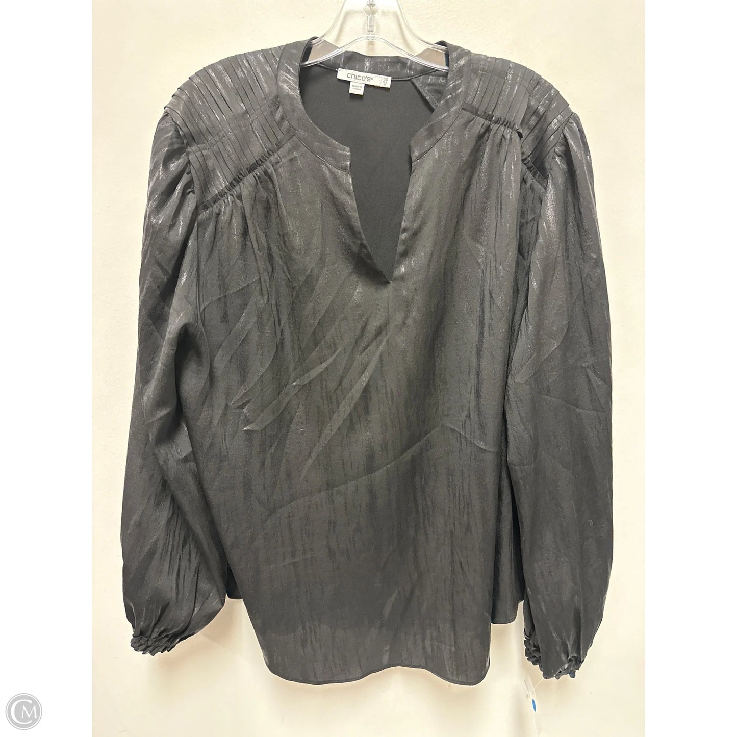 Top Long Sleeve By Chicos In Black, Size: 1x