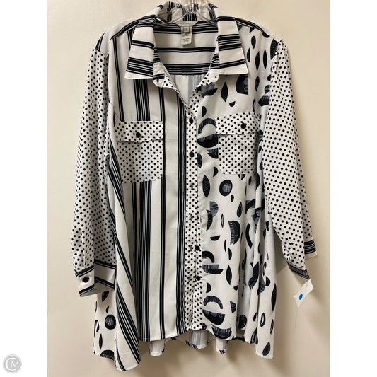 Tunic Long Sleeve By Multiples In Black & White, Size: 1x