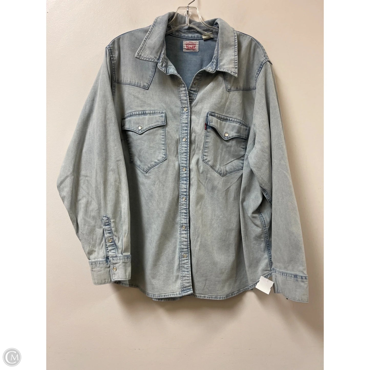 Blouse Long Sleeve By Levis In Blue Denim, Size: 3x