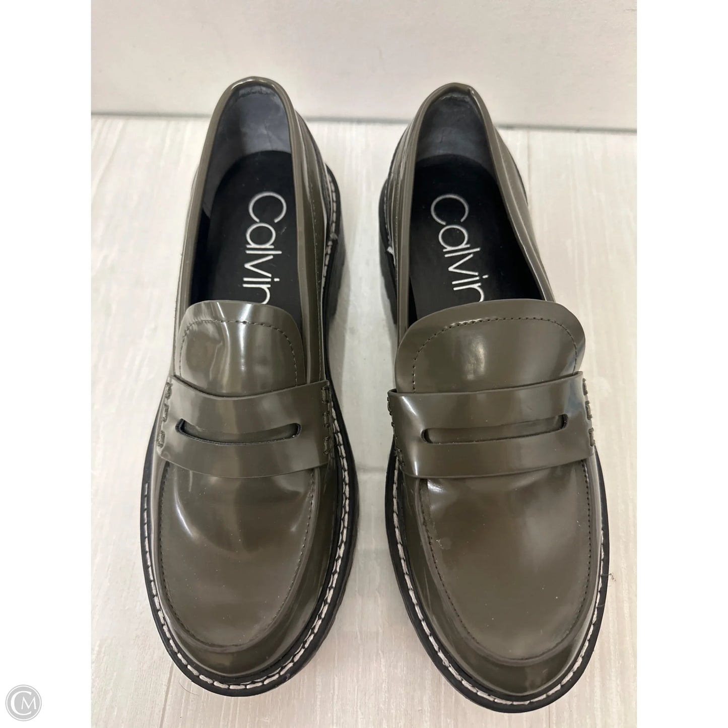 Shoes Heels Wedge By Calvin Klein In Green, Size: 8