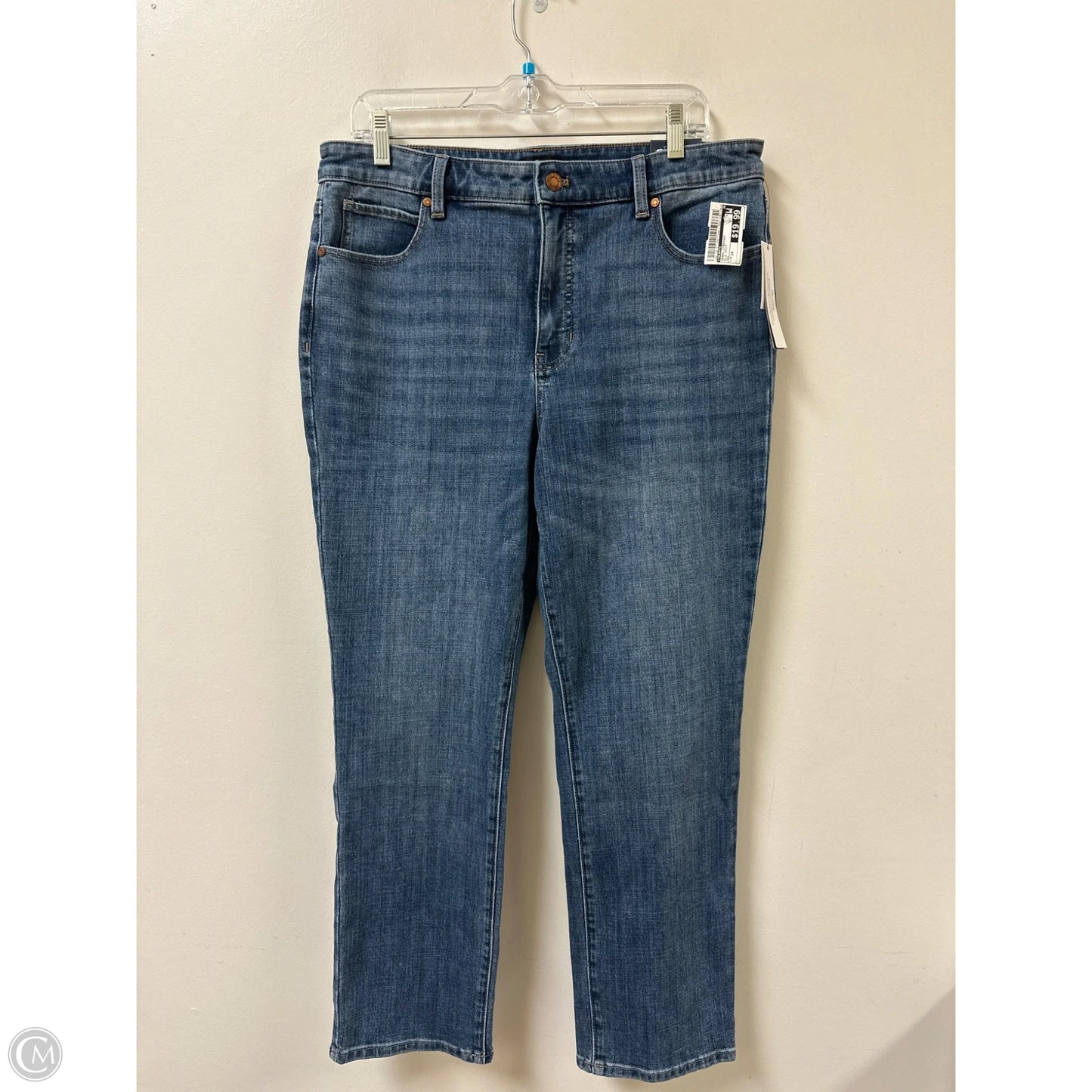 Jeans Straight By Talbots In Blue Denim, Size: 14