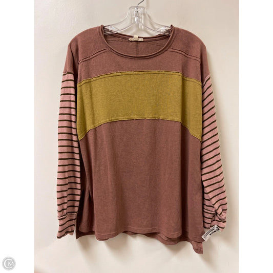 Top Long Sleeve By Easel In Brown, Size: S