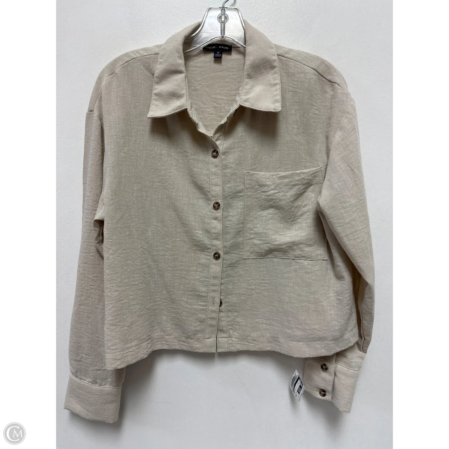 Blouse Long Sleeve By Moa Moa In Cream, Size: M