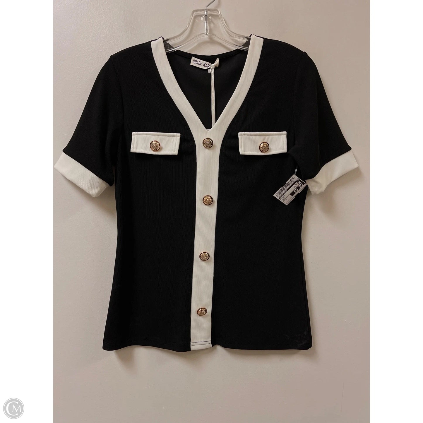 Top Short Sleeve By Grace Karin In Black, Size: S