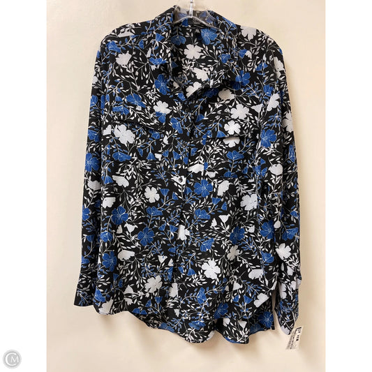 Blouse Long Sleeve By Jones New York In Black & Blue, Size: Xl