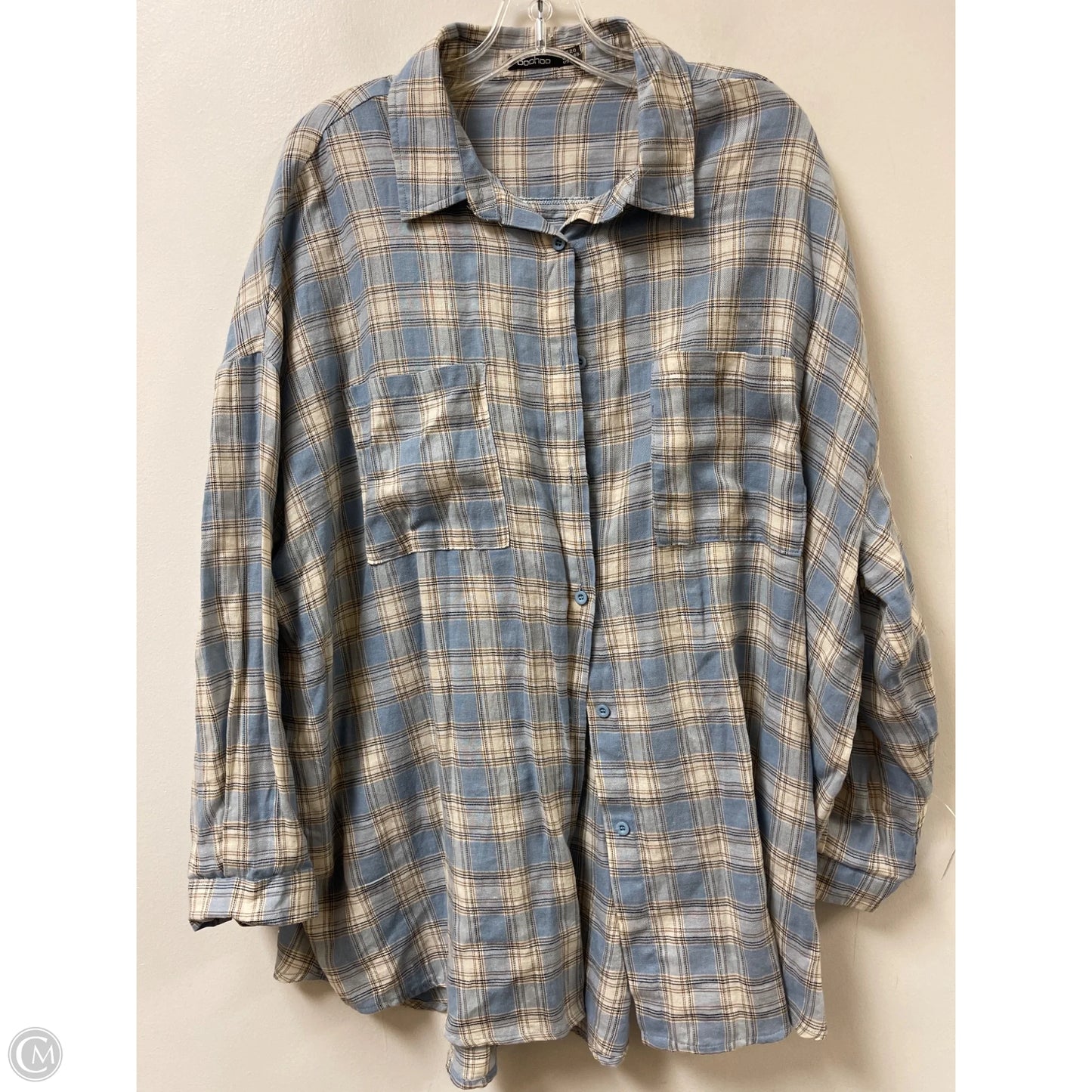 Blouse Long Sleeve By Boohoo Boutique In Blue, Size: 1x