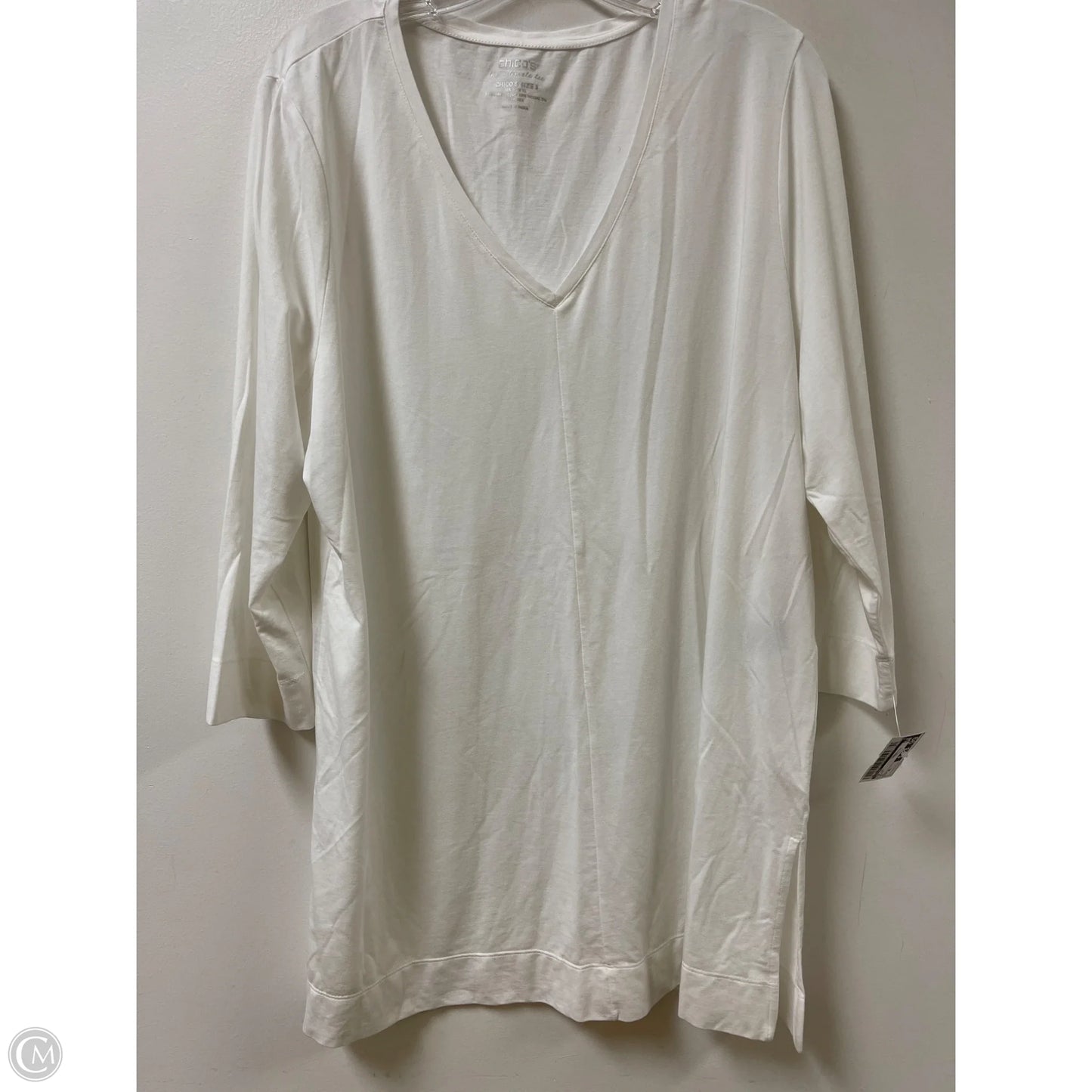 Top Long Sleeve By Chicos In White, Size: Xl