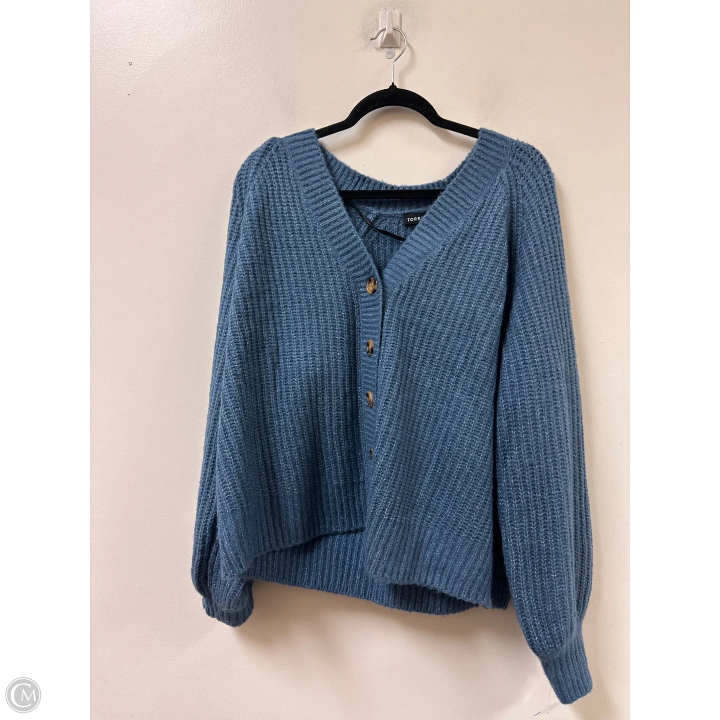 Sweater Cardigan By Torrid In Blue, Size: 1x