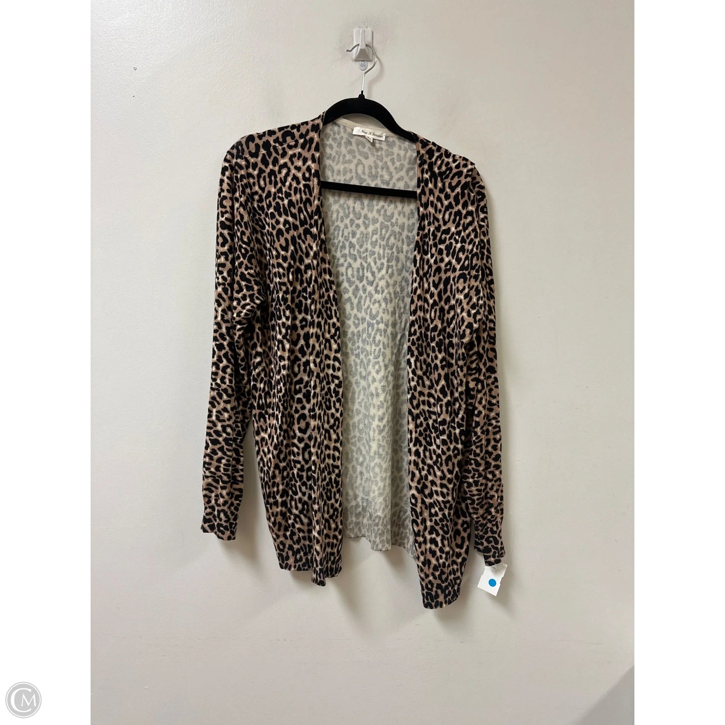 Sweater Cardigan By Clothes Mentor In Animal Print, Size: 1x