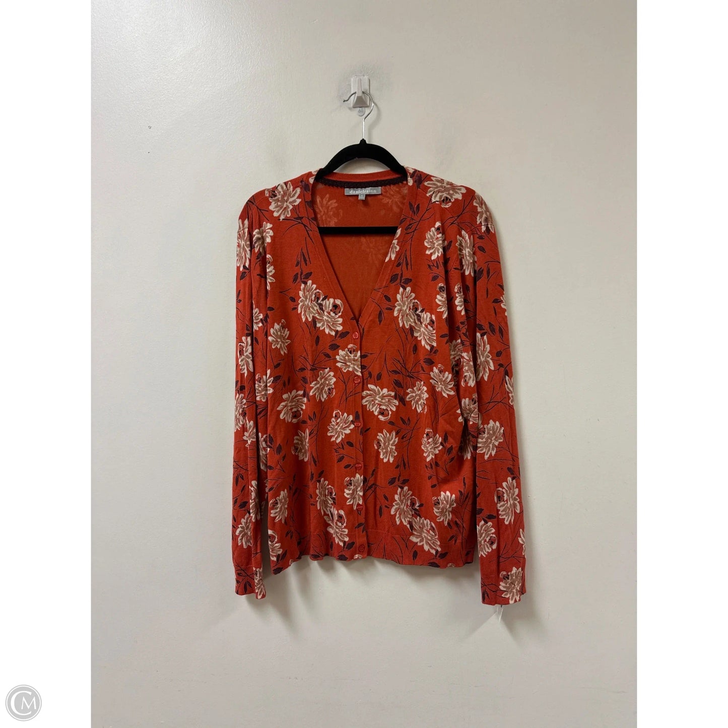 Sweater Cardigan By Daniel Rainn In Orange, Size: 1x