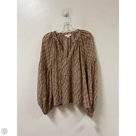 Top Long Sleeve By Mine In Brown, Size: M