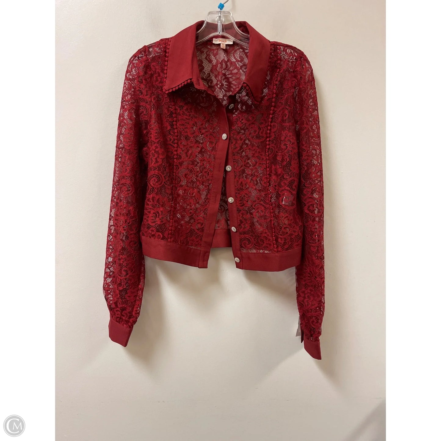 Blouse Long Sleeve By Peach In Red, Size: Xl