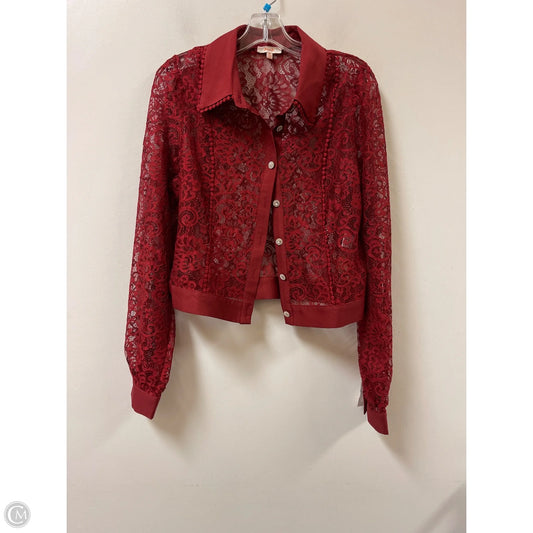 Blouse Long Sleeve By Peach In Red, Size: Xl