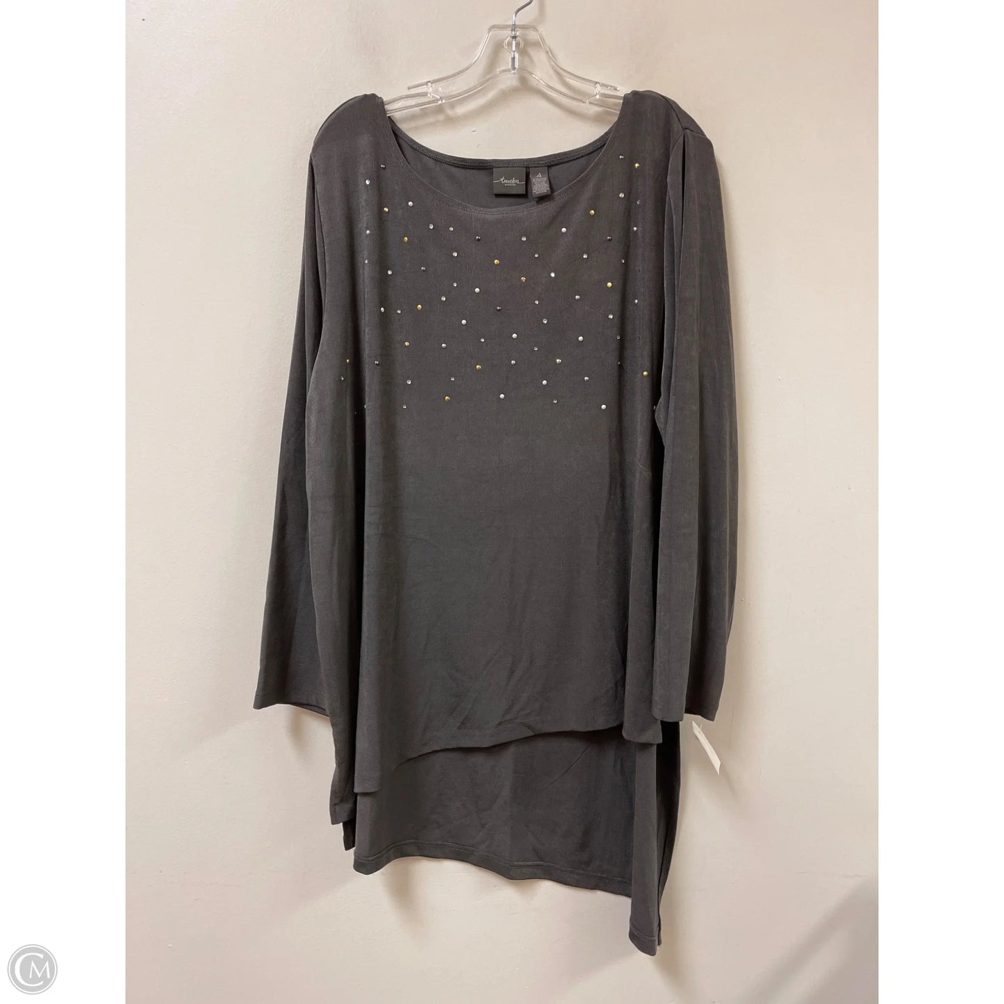 Top Long Sleeve By Chicos In Grey, Size: 2x