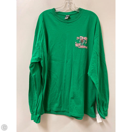 Top Long Sleeve By Gildan In Green, Size: 2x