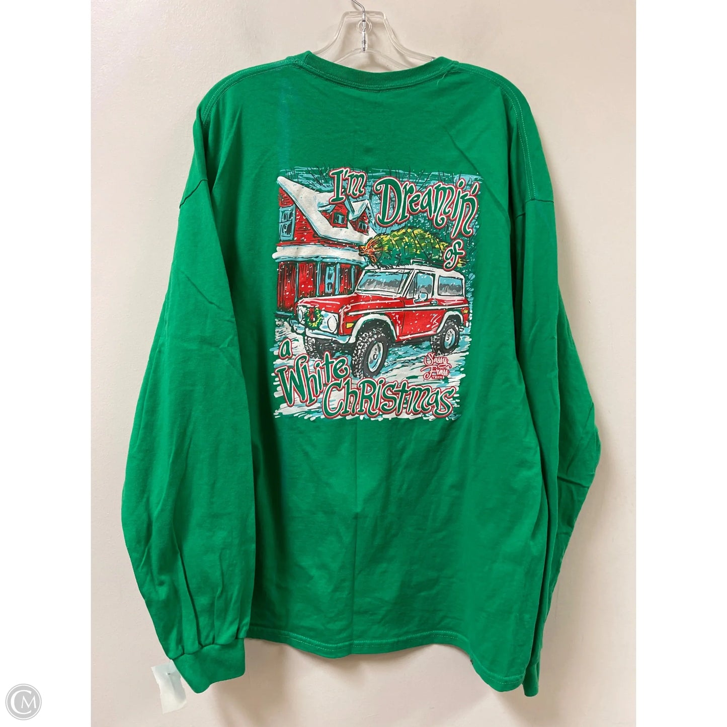 Top Long Sleeve By Gildan In Green, Size: 2x