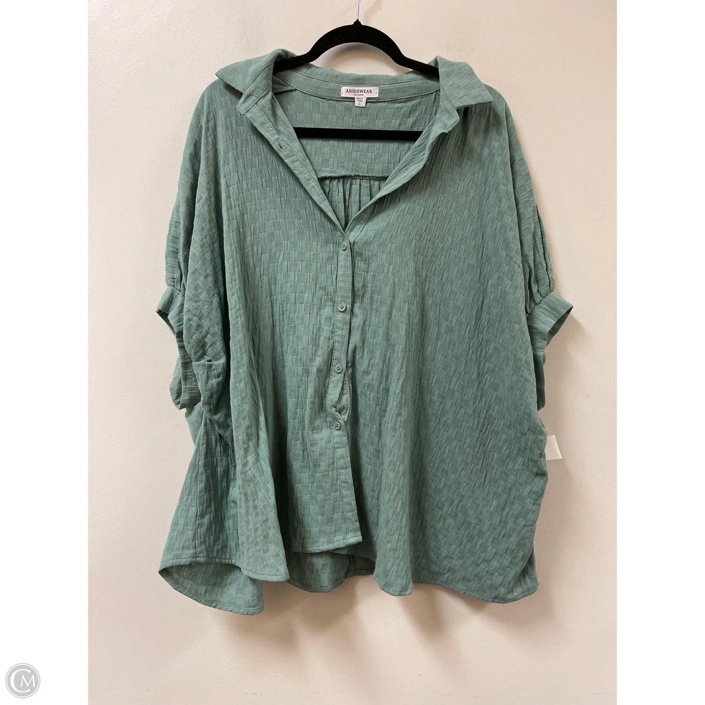 Blouse Short Sleeve By Anniewear In Green, Size: L