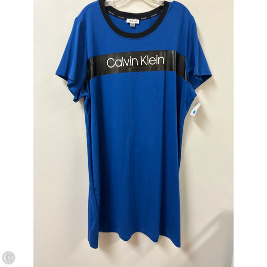 Dress Casual Midi By Calvin Klein In Blue, Size: 2x