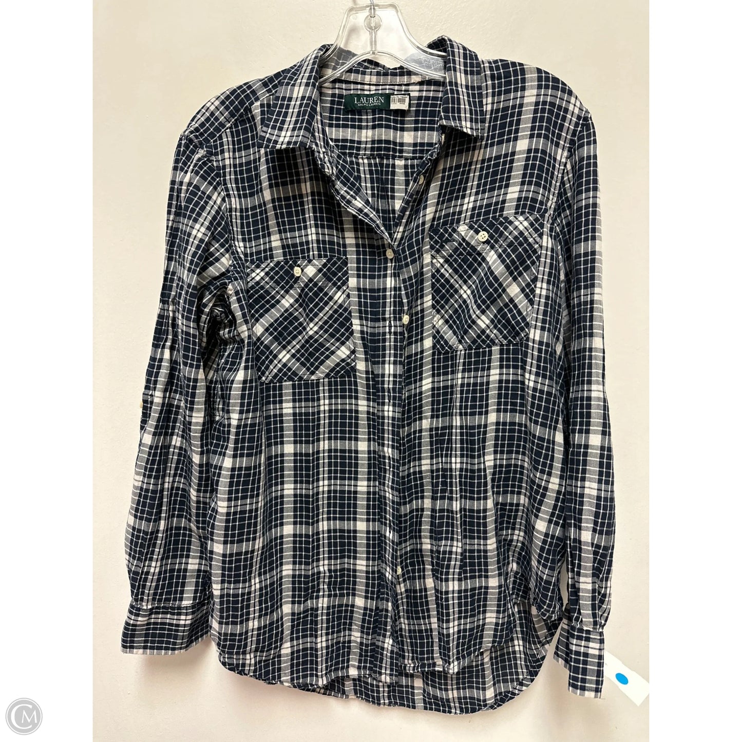 Blouse Long Sleeve By Lauren By Ralph Lauren In Navy, Size: M