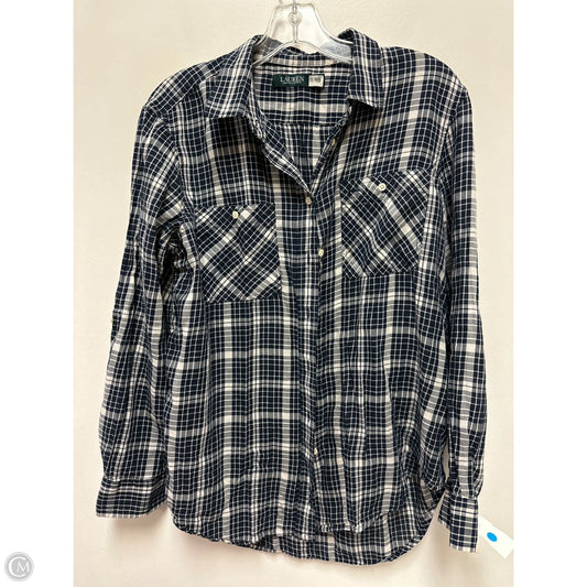 Blouse Long Sleeve By Lauren By Ralph Lauren In Navy, Size: M