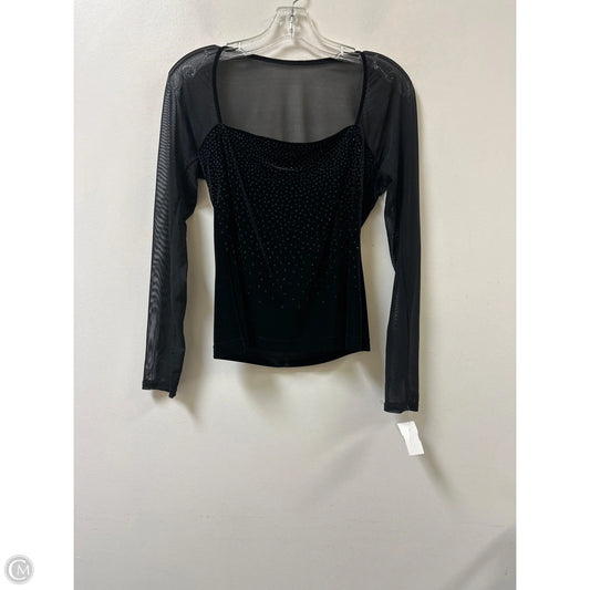 Top Long Sleeve By Robbie Bee In Black, Size: L