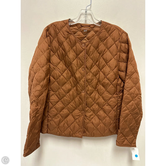 Jacket Puffer & Quilted By Uniqlo In Brown, Size: L