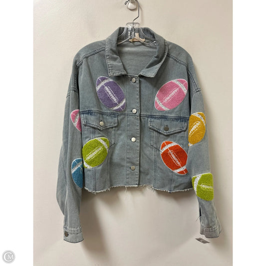 Jacket Denim By Peach Love Cream California In Blue Denim, Size: L