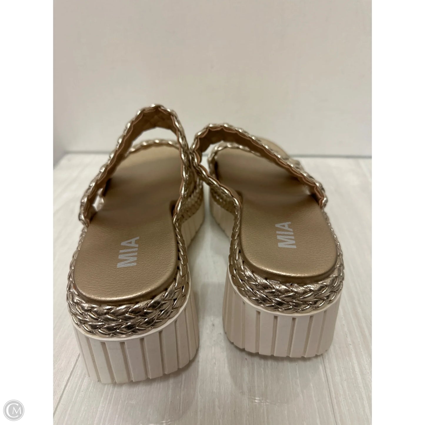 Sandals Heels Platform By Mia In Gold, Size: 9