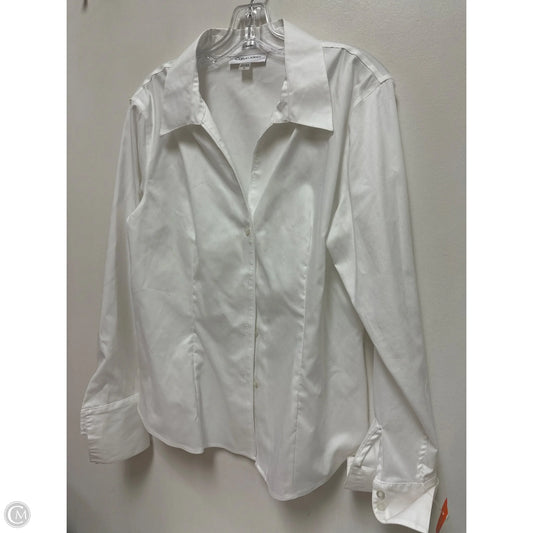 Blouse Long Sleeve By Calvin Klein In White, Size: 1x