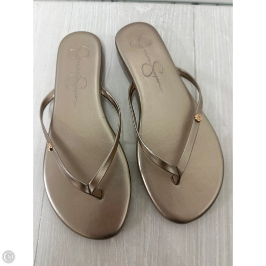 Sandals Flip Flops By Jessica Simpson In Gold, Size: 6.5