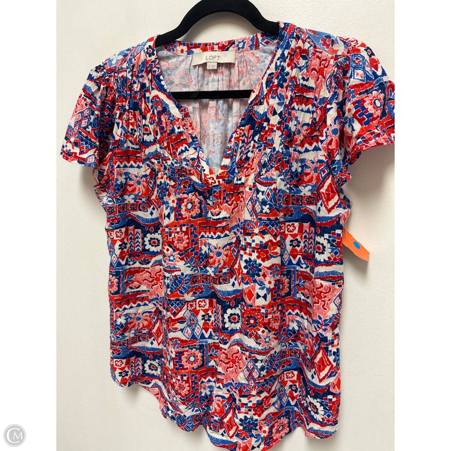 Top Short Sleeve By Loft In Blue & Red & White, Size: S
