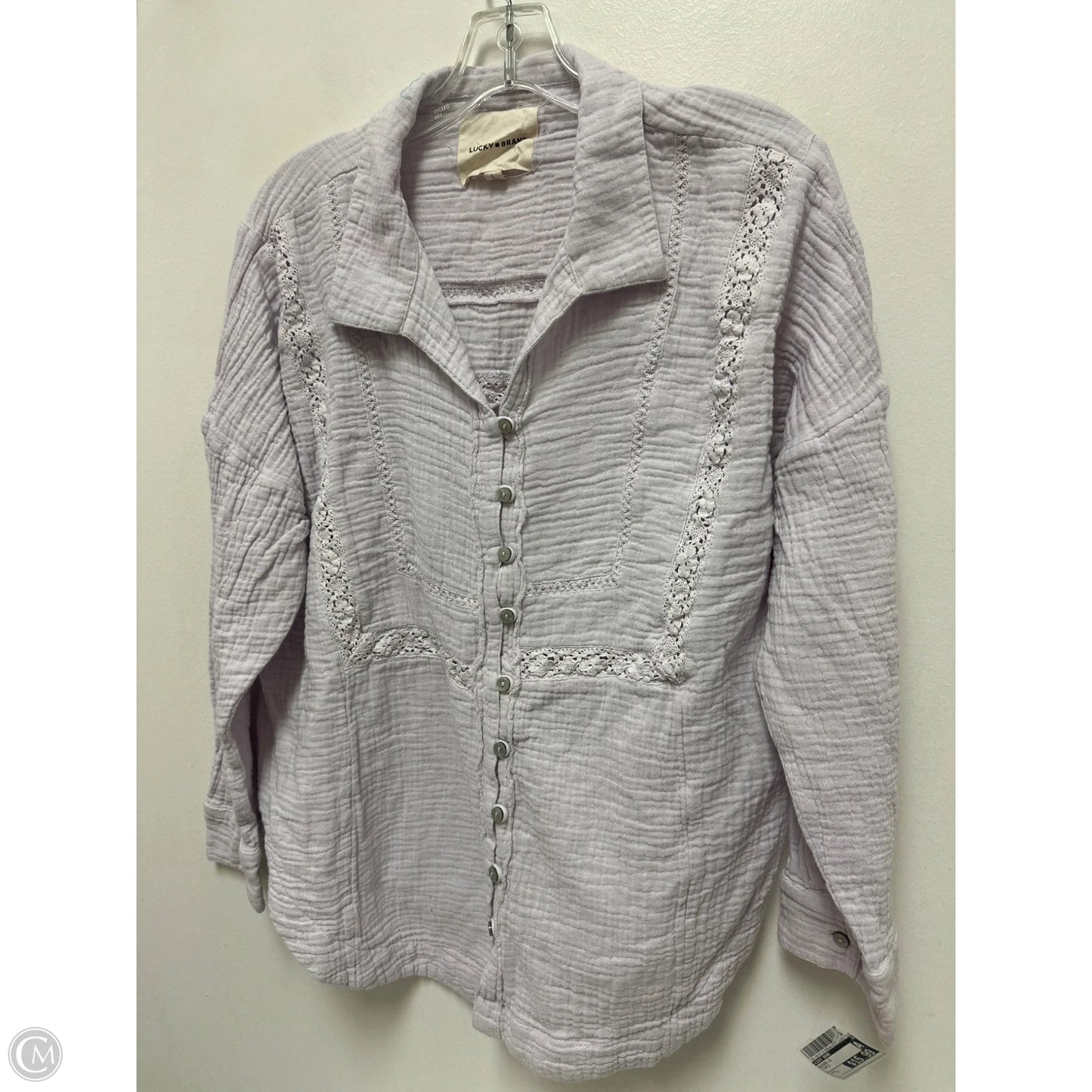 Blouse Long Sleeve By Lucky Brand In Purple, Size: L