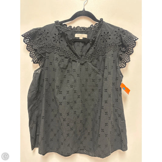 Top Short Sleeve By Loft In Black, Size: 2x