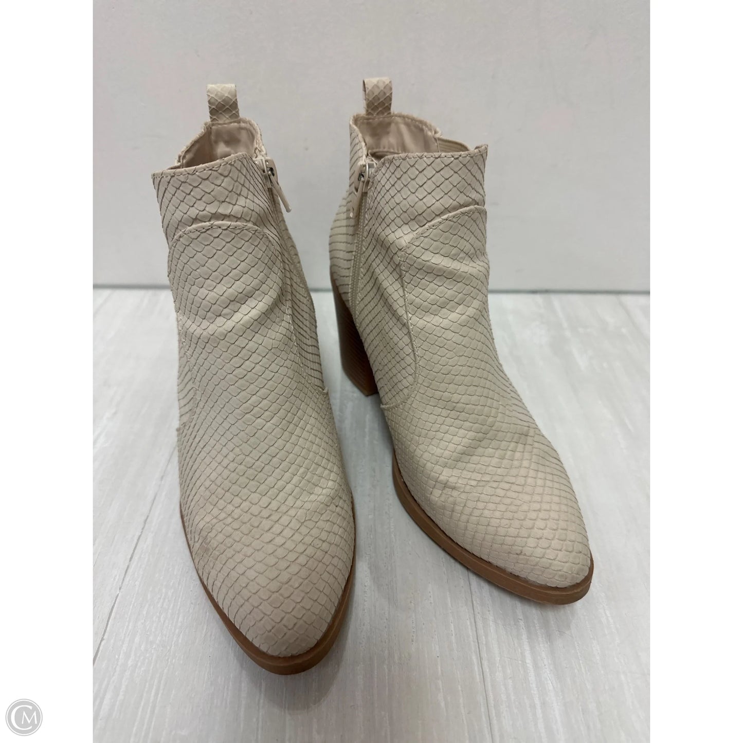 Boots Ankle Heels By Mia In Cream, Size: 8