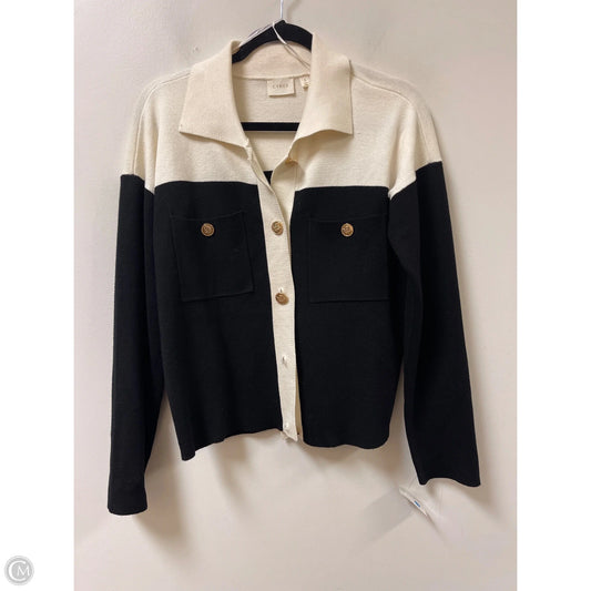 Sweater Cardigan By Cyrus In Black & Cream, Size: S