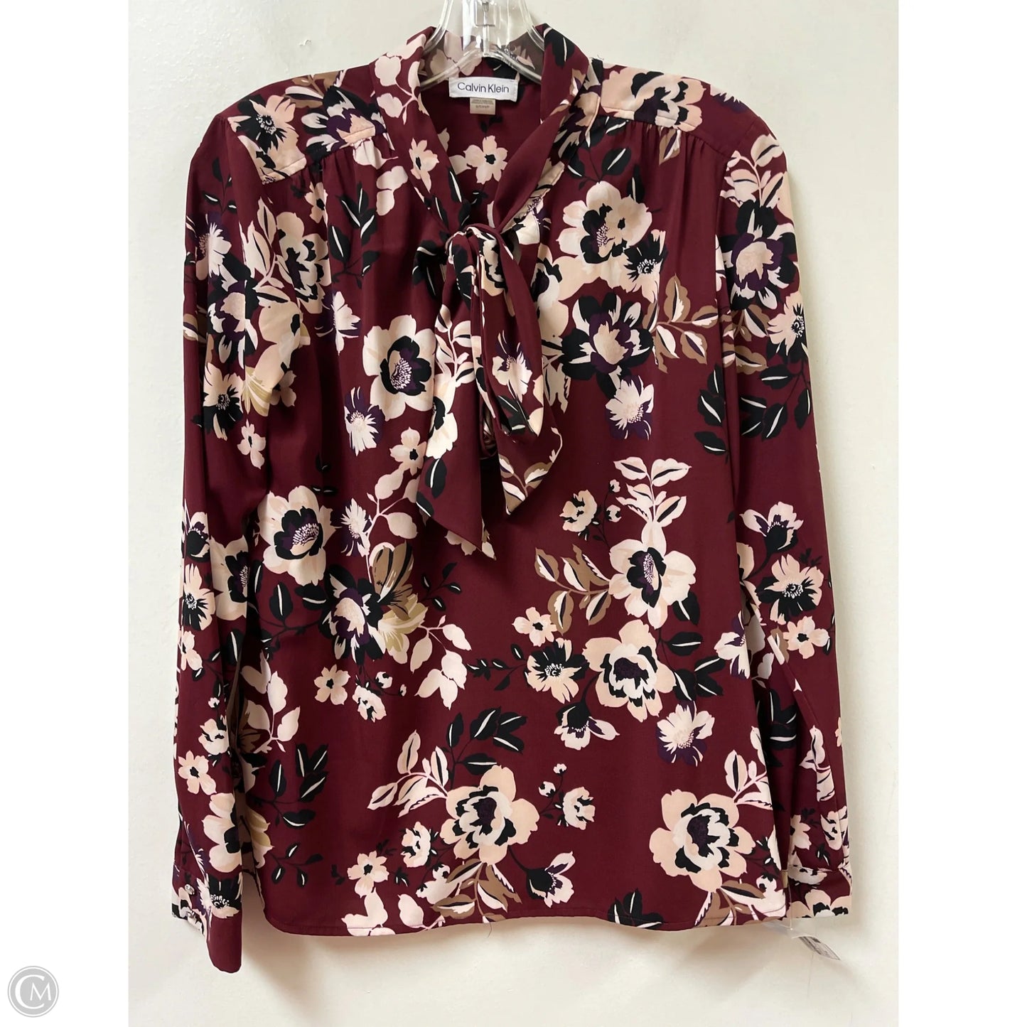 Top Long Sleeve By Calvin Klein In Floral Print, Size: S