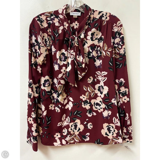 Top Long Sleeve By Calvin Klein In Floral Print, Size: S