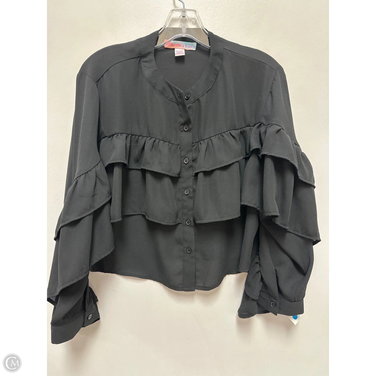 Blouse Long Sleeve By Clothes Mentor In Black, Size: S