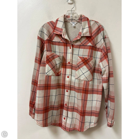 Jacket Shirt By Time And Tru In Orange, Size: L