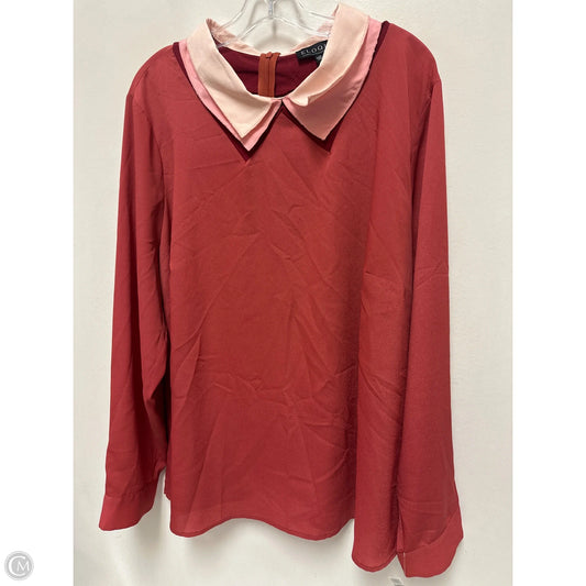 Top Long Sleeve By Eloquii In Red, Size: 3x
