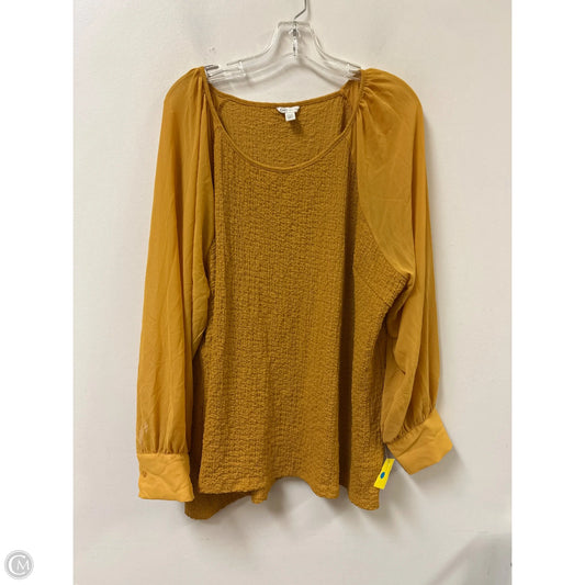Top Long Sleeve By Cato In Yellow, Size: 4x