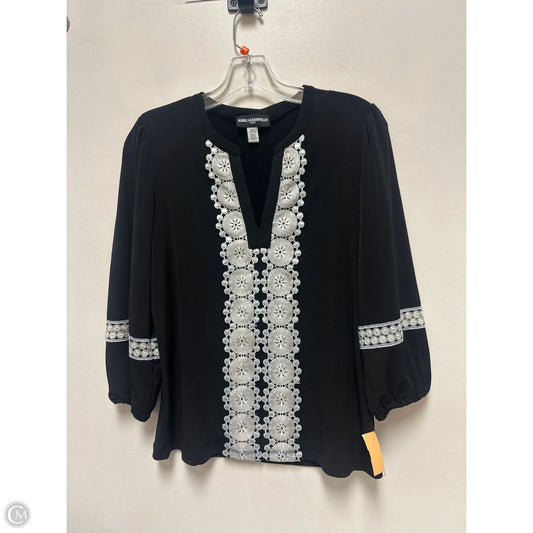 Top Long Sleeve Designer By Karl Lagerfeld In Black, Size: Xs