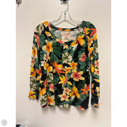 Top Long Sleeve By Caribbean Joe In Floral Print, Size: S