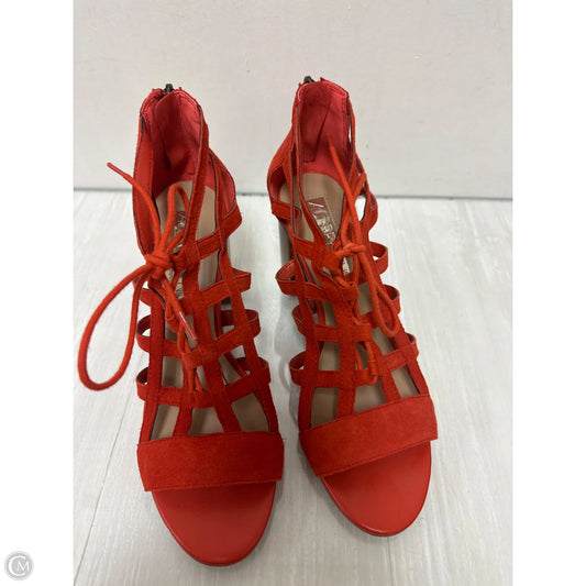 Sandals Heels Block By Clothes Mentor In Orange, Size: 8.5