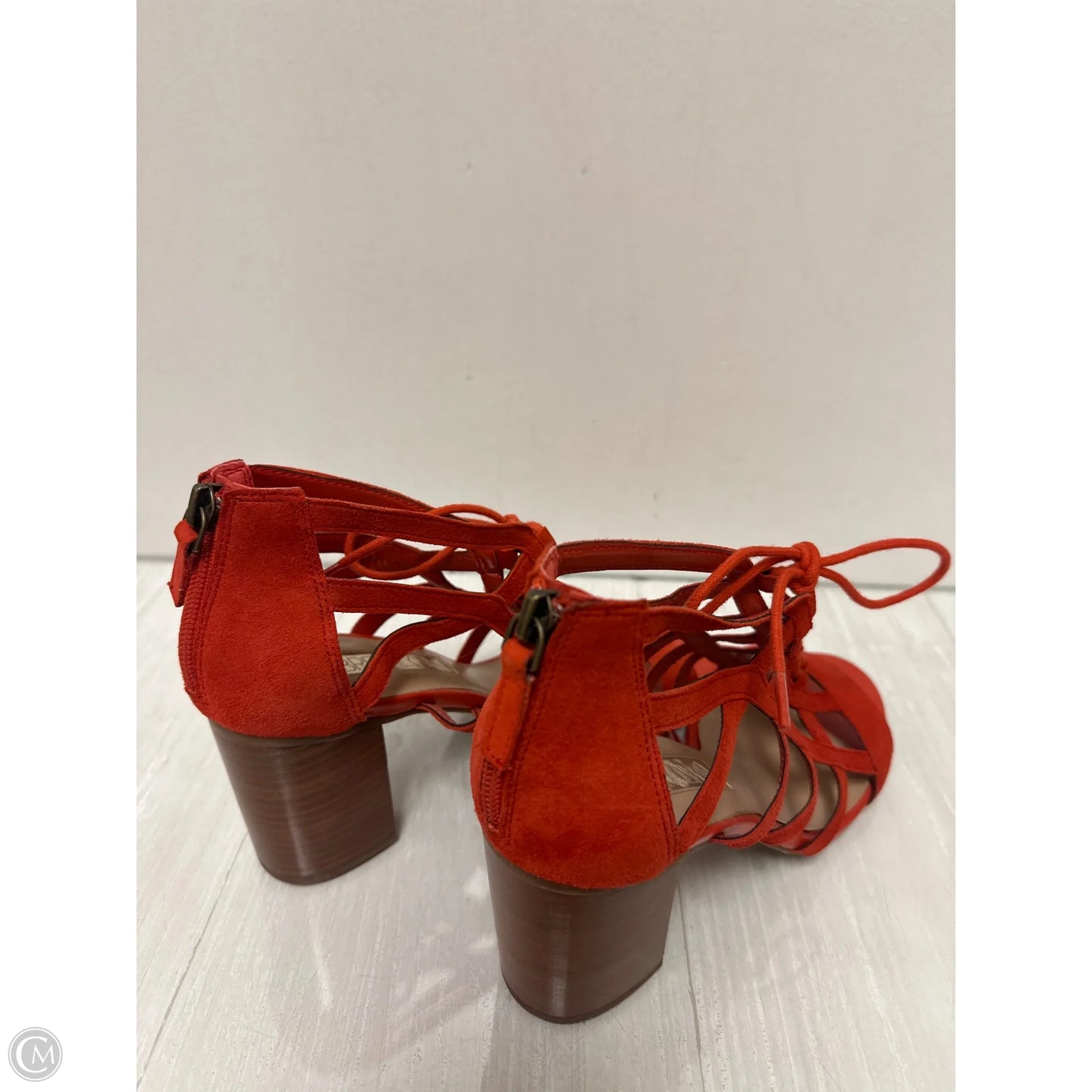 Sandals Heels Block By Clothes Mentor In Orange, Size: 8.5