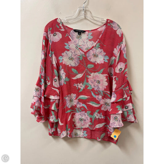 Top Long Sleeve By Sharagano In Floral Print, Size: Xl