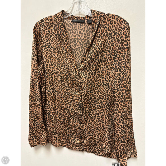 Blouse Long Sleeve By Something Navy In Animal Print, Size: Xs