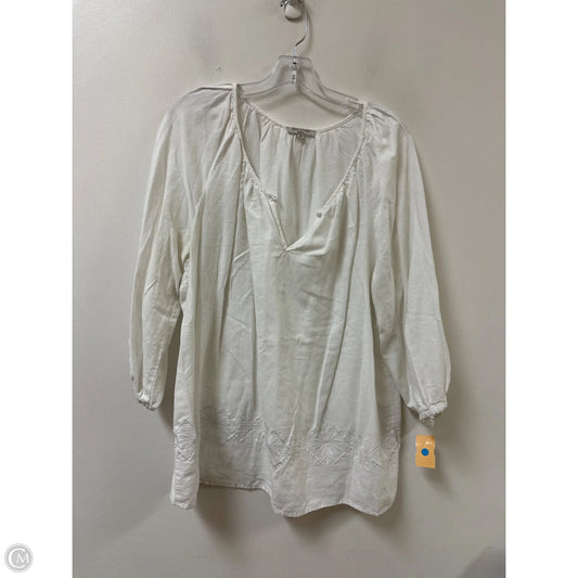 Top Long Sleeve By Anne Carson In White, Size: 1x