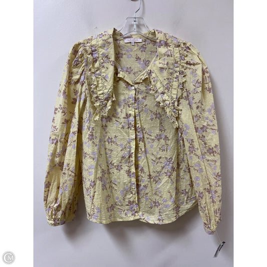 Blouse Long Sleeve By Olivaceous In Yellow, Size: L